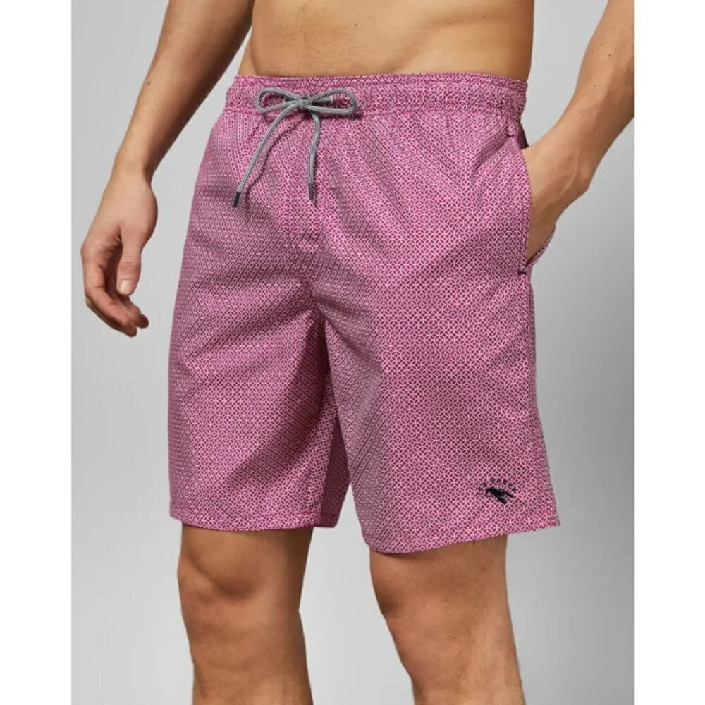 💕TED BAKER💕 Ribs Geo Printed Swim Shorts ~ Pink